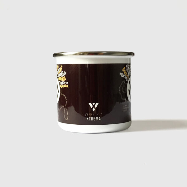 Taza de Peltre. <br/> Arepa Xtrema blanca fondo marrón - Imagen 2