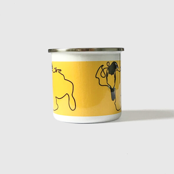 Taza de Peltre. <br/>Turpial fondo amarillo - Imagen 2