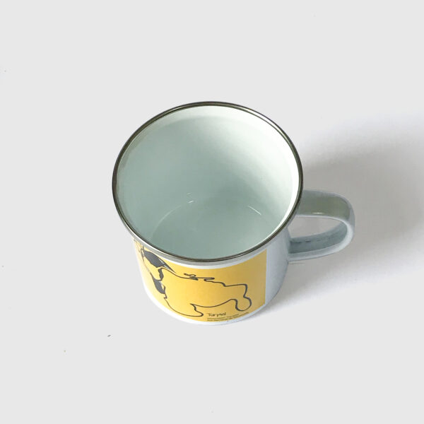 Taza de Peltre. <br/>Turpial fondo amarillo - Imagen 4