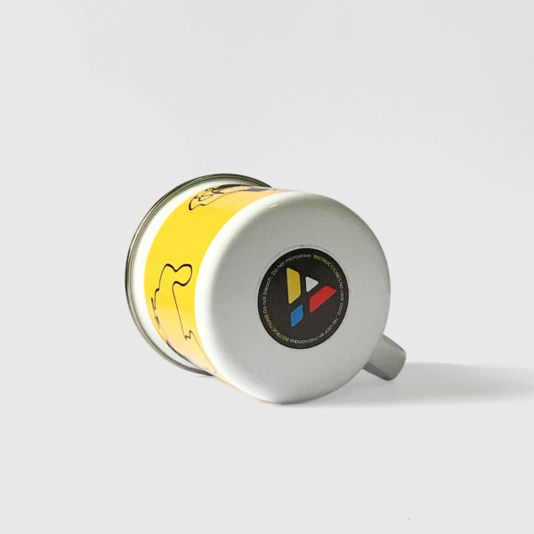 Taza de Peltre. <br/>Turpial fondo amarillo - Imagen 5