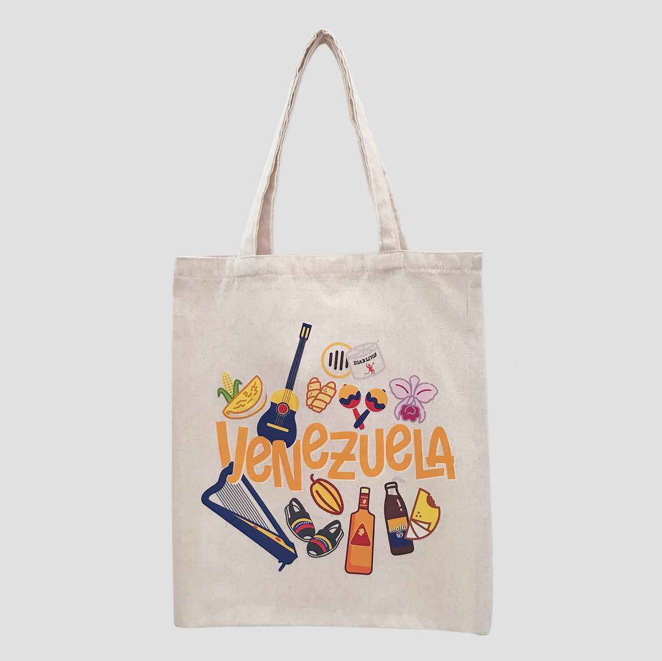 Tote Bag Lienzo Algodonado <br> Iconos de Venezuela Full Color