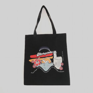 Tote Bag Loneta Impermeable Negra <br> Margarita Full Color
