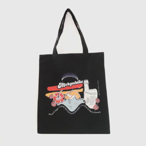 Tote Bag Loneta Impermeable Negra <br> Margarita Full Color
