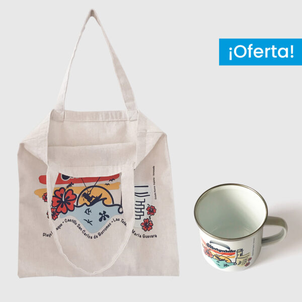 Combo Margarita  <br> Tote Bag Lienzo crudo full color + <br> Taza de peltre full color - Imagen 2
