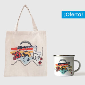 Combo Margarita  <br> Tote Bag Lienzo crudo full color + <br> Taza de peltre full color