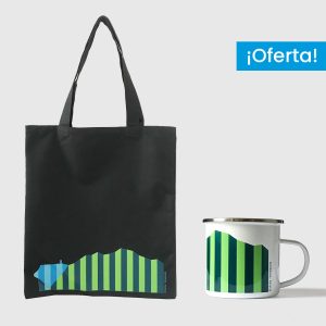 Combo Capital  <br> Tote Bag Loneta negra Ávila + <br> Taza de peltre Ávila