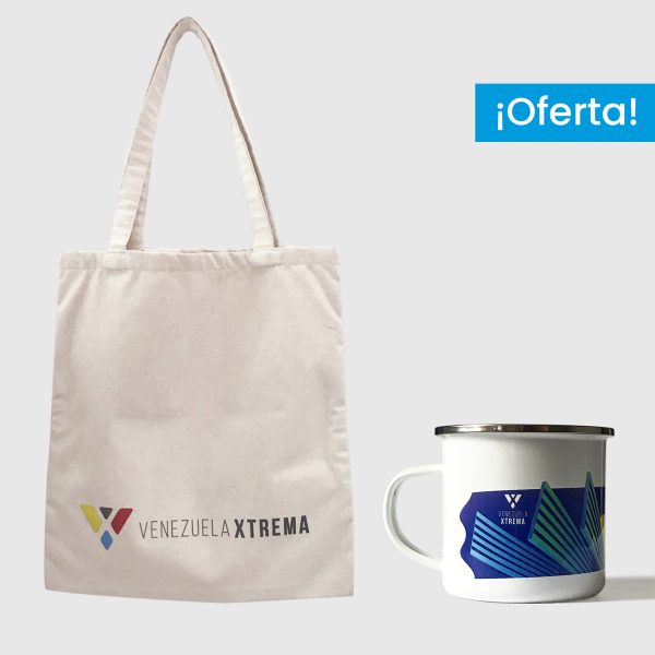 Combo Barquisimeto <br> Tote Bag Lienzo Algodonado Barquisimeto + <br> Taza de peltre Barquisimeto Fondo Azul - Imagen 3