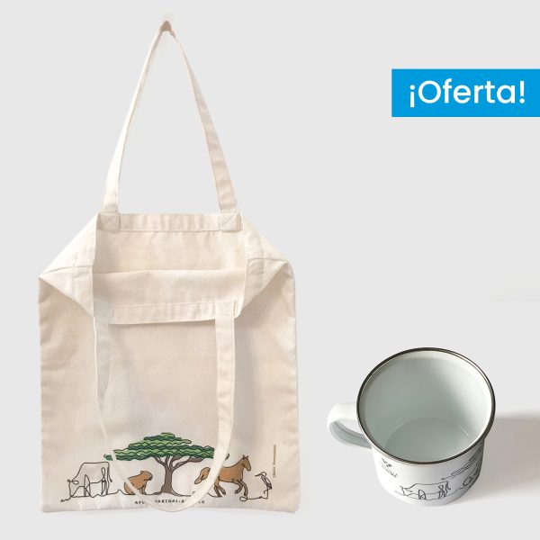 Combo Llanos  <br> Tote Bag Lienzo Algodonado Llanos full color + <br> Taza de peltre Llanos un color - Imagen 2