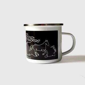 Taza de Peltre. <br/>Llanos Venezolanos Fondo Oscuro