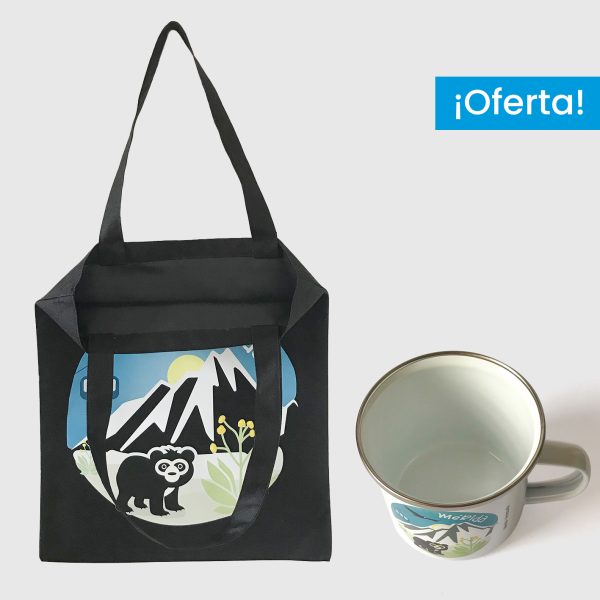 Combo Mérida  <br> Tote Bag Loneta Impermeable Negra Mérida + <br> Taza de peltre Mérida Full Color - Imagen 2