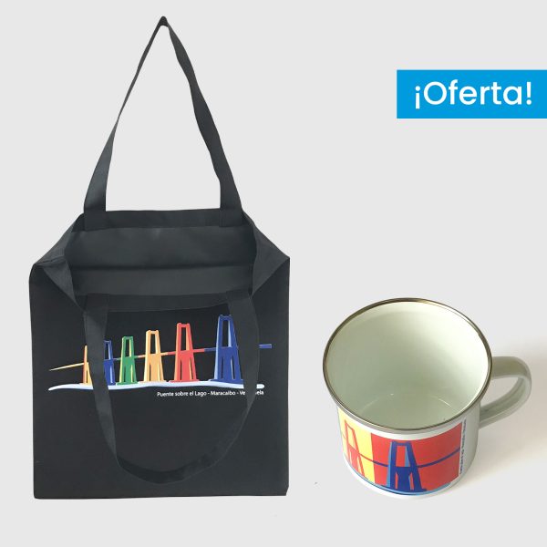 Combo Zulia  <br> Tote Bag Loneta Impermeable Negra Zulia + <br> Taza de peltre Zulia Full Color - Imagen 2