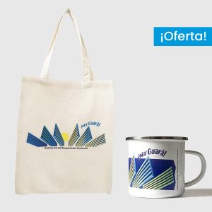 Combo Barquisimeto <br> Tote Bag Lienzo Algodonado Barquisimeto + <br> Taza de peltre Barquisimeto Fondo Azul