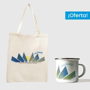 Combo Barquisimeto <br> Tote Bag Lienzo Algodonado Barquisimeto + <br> Taza de peltre Barquisimeto Fondo Blanco