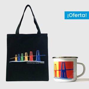 Combo Zulia  <br> Tote Bag Loneta Impermeable Negra Zulia + <br> Taza de peltre Zulia Full Color