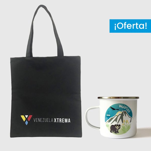 Combo Mérida  <br> Tote Bag Loneta Impermeable Negra Mérida + <br> Taza de peltre Mérida Full Color - Imagen 3