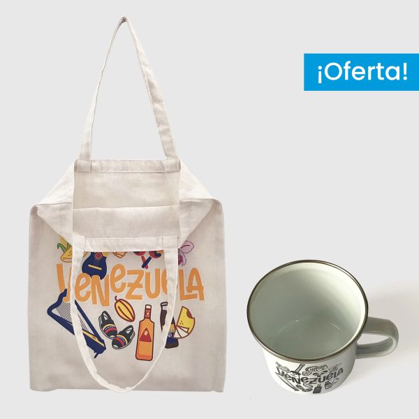 Combo Iconos  <br> Tote Bag Lienzo Algodonado Iconos full color + <br> Taza de peltre Iconos blanco y negro - Imagen 2