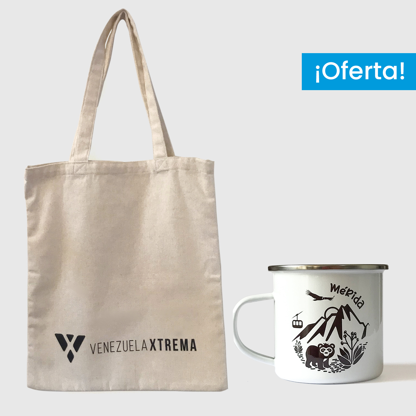 Combo Mérida <br> Tote Bag Lienzo Algodonado Mérida + <br> Taza de peltre blanco y negro - Imagen 3