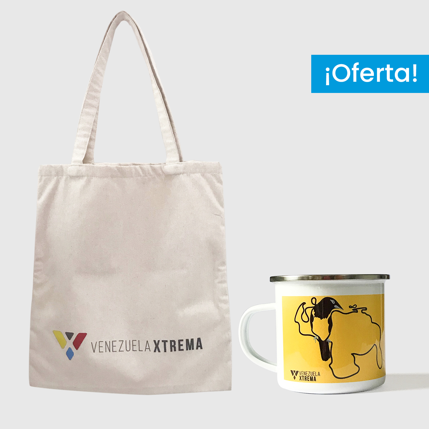 Combo Turpial <br> Tote Bag Lienzo Algodonado Turpial + <br> Taza de peltre fondo amarillo - Imagen 3