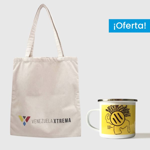 Combo Arepa Xtrema  <br> Tote Bag Lienzo Algodonado Arepa Xtrema + <br> Taza de peltre Arepa Xtrema blanca - Imagen 3