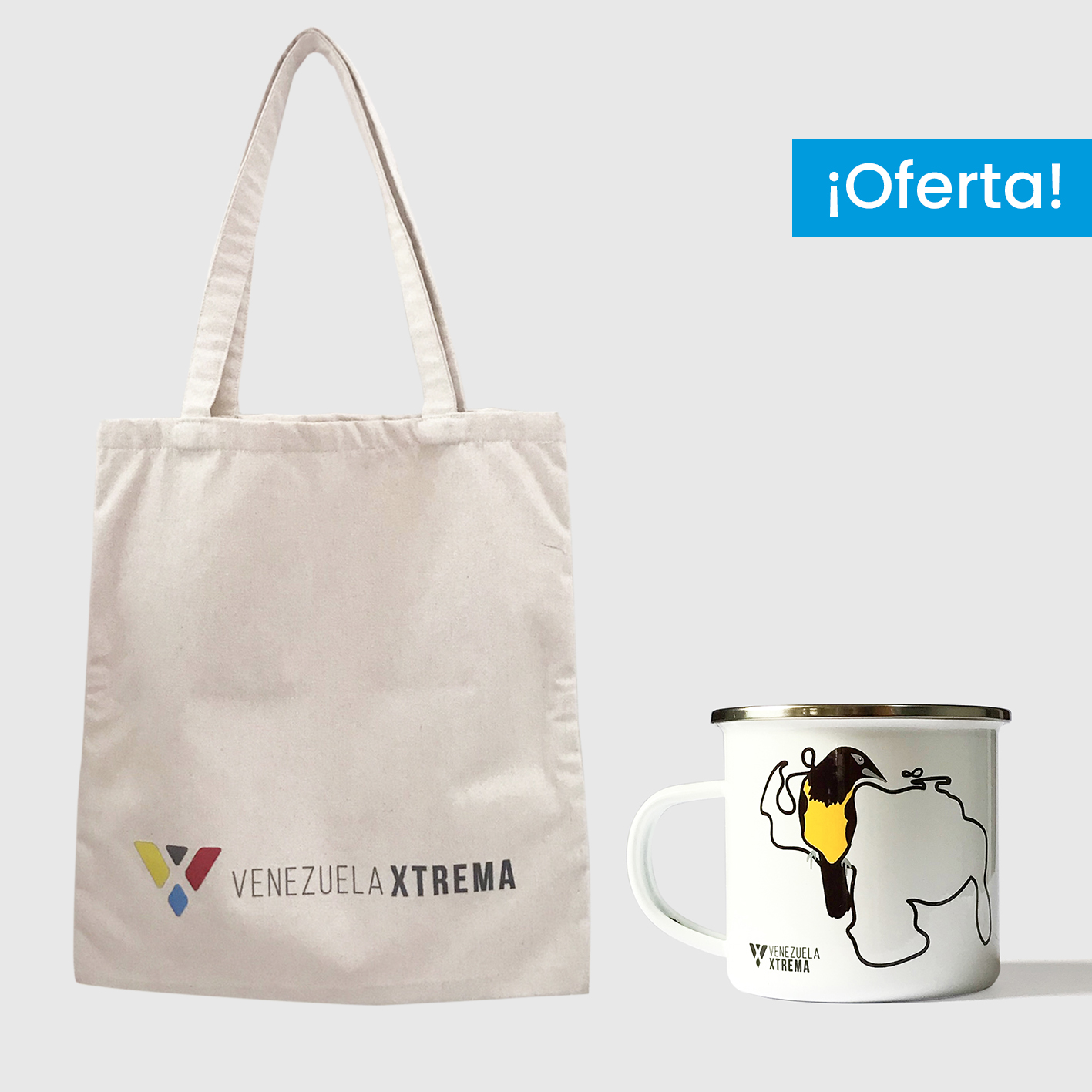 Combo Turpial <br> Tote Bag Lienzo Algodonado Turpial + <br> Taza de peltre fondo blanco - Imagen 3