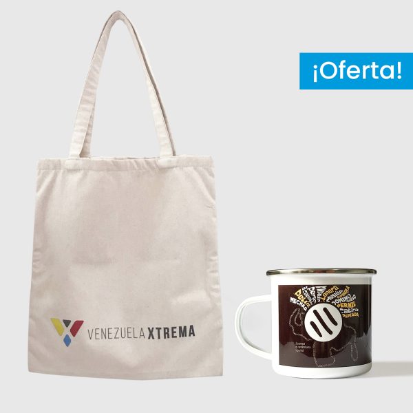 Combo Arepa Xtrema  <br> Tote Bag Lienzo Algodonado Arepa Xtrema + <br> Taza de peltre Arepa Xtrema marrón - Imagen 3