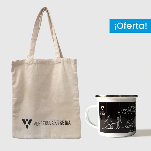 Combo Llanos  <br> Tote Bag Lienzo Algodonado Llanos un color + <br> Taza de peltre Llanos fondo oscuro - Imagen 3