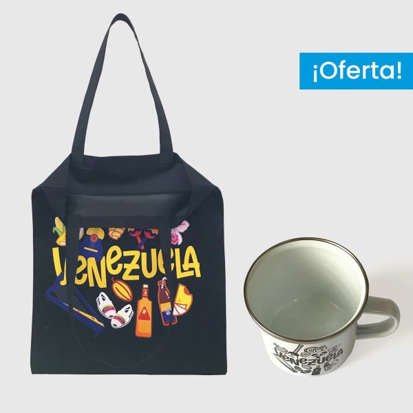 Combo Iconos  <br> Tote Bag Loneta Impermeable Iconos Full Color + <br> Taza de peltre Iconos blanco y negro - Imagen 2