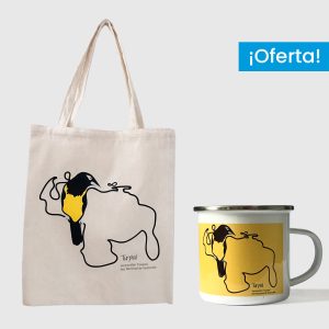 Combo Turpial <br> Tote Bag Lienzo Algodonado Turpial + <br> Taza de peltre fondo amarillo