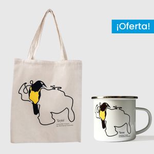 Combo Turpial <br> Tote Bag Lienzo Algodonado Turpial + <br> Taza de peltre fondo blanco