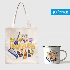 Combo Iconos  <br> Tote Bag Lienzo Algodonado Iconos full color + <br> Taza de peltre Iconos full color