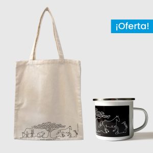 Combo Llanos  <br> Tote Bag Lienzo Algodonado Llanos un color + <br> Taza de peltre Llanos fondo oscuro